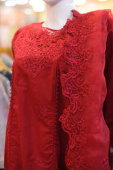 3-PC Stitcehd Print & Embroidered Sadabahar With Plazo Trouser | P-15